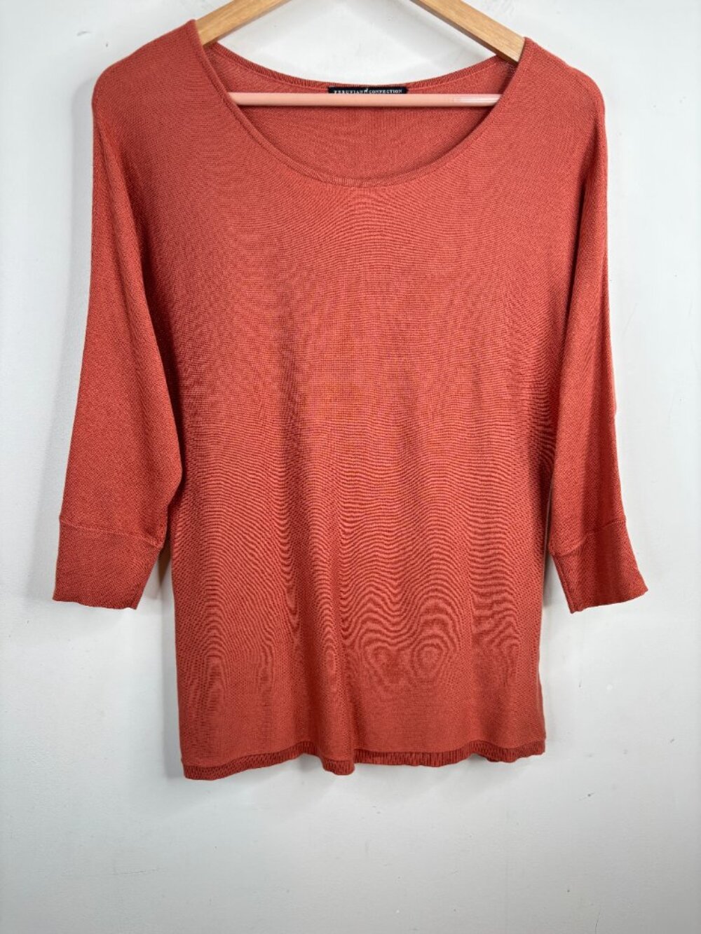 Peruvian Connection Rust Sweater S Pima Cotton Modal Minimalist Boho Western